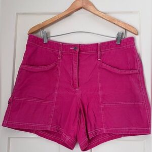 Covington Hot pink Denim shorts with White Stitching VTG carpenter shorts 5”